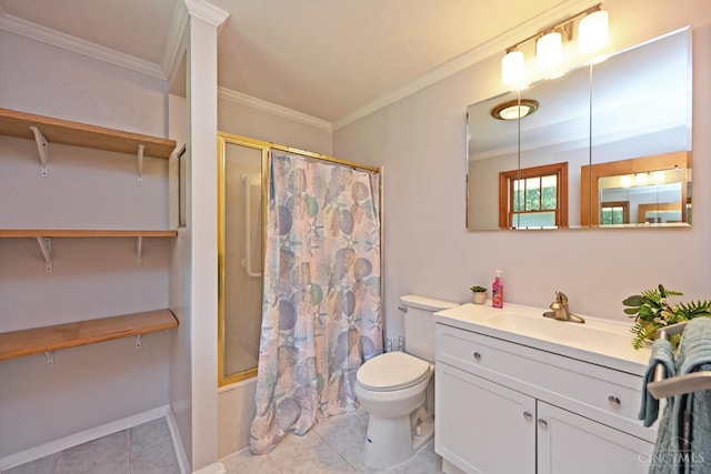 5428 Tallawanda Dr, Fairfield, OH 45014 - bathroom with tile patterned floors, crown molding, vanity, and shower / bath combo