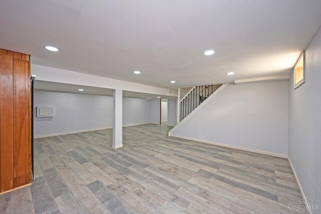5428 Tallawanda Dr, Fairfield, OH 45014 - finished basement featuring light wood-style floors and recessed lighting
