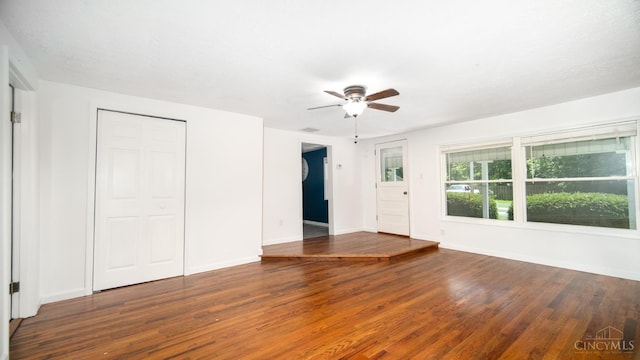 2662 Spring St, Bethel, OH 45106 - unfurnished living room featuring wood finished floors and a ceiling fan