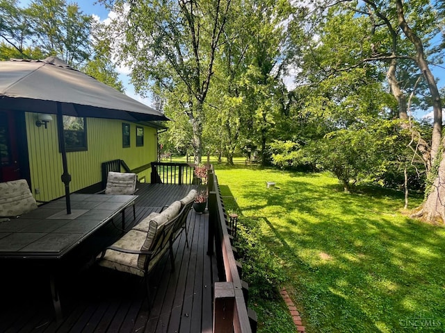 5674 Windsong Ln, Milford, OH 45150 - wooden deck featuring a yard and outdoor dining area
