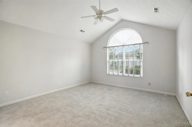 1300 Muirfield, Miami Twp, OH 45150 - spare room with ceiling fan, lofted ceiling, and light carpet