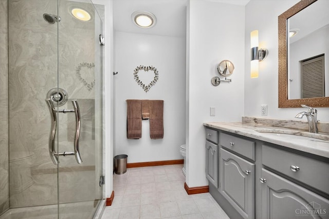 10869 Sand Run Rd, Whitewater Twp, OH 45030 - full bath featuring vanity, a stall shower, and tile patterned flooring
