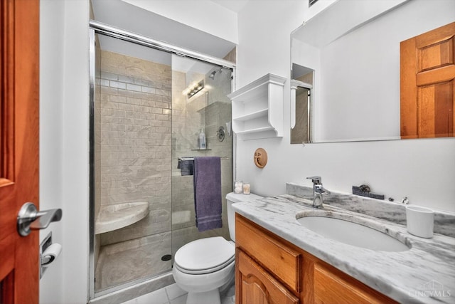 10869 Sand Run Rd, Whitewater Twp, OH 45030 - full bathroom featuring vanity, a stall shower, and tile patterned floors