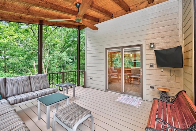 10869 Sand Run Rd, Whitewater Twp, OH 45030 - wooden deck featuring an outdoor hangout area