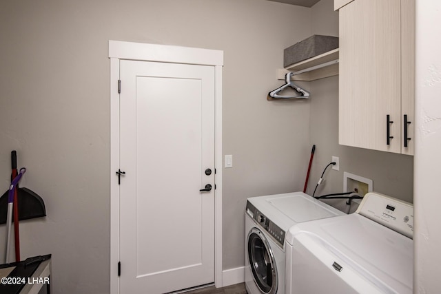 laundry area featuring cabinets and washer and dryer