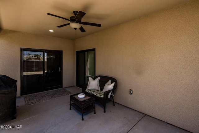 view of patio / terrace featuring ceiling fan