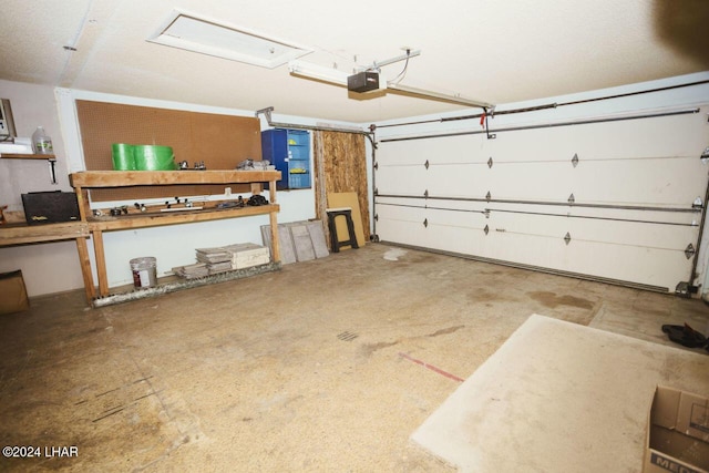 garage with a garage door opener