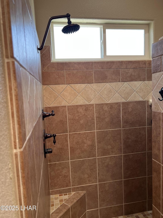 bathroom featuring a healthy amount of sunlight and tiled shower