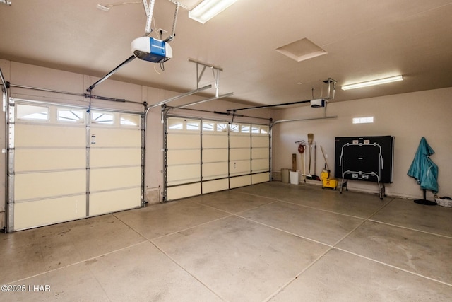 garage with a garage door opener