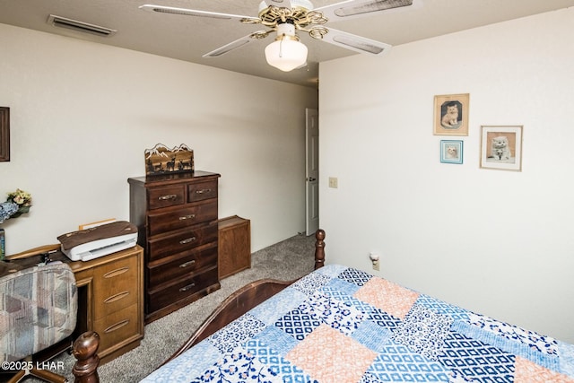 bedroom with carpet floors and ceiling fan