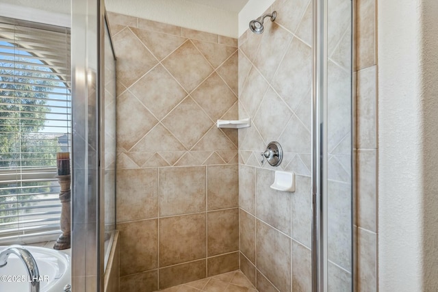 full bathroom featuring a stall shower