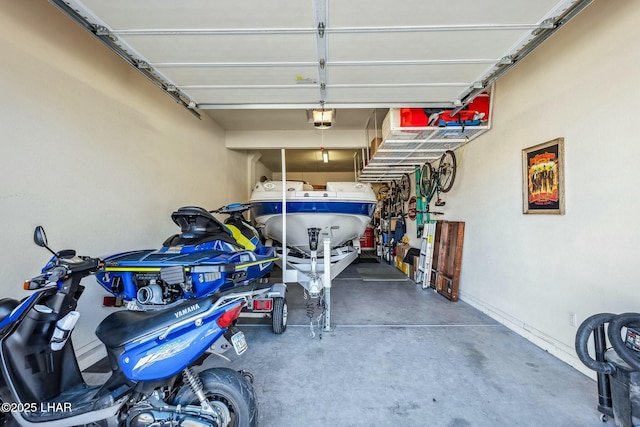 garage with a garage door opener