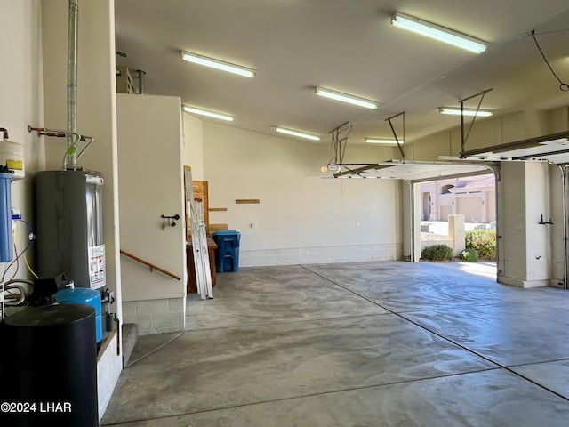 garage with gas water heater