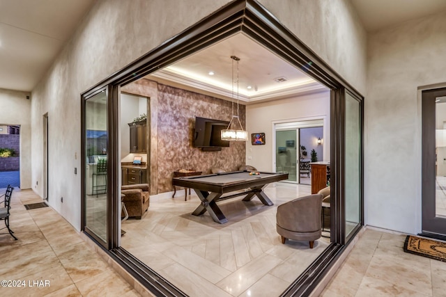 playroom featuring pool table and visible vents