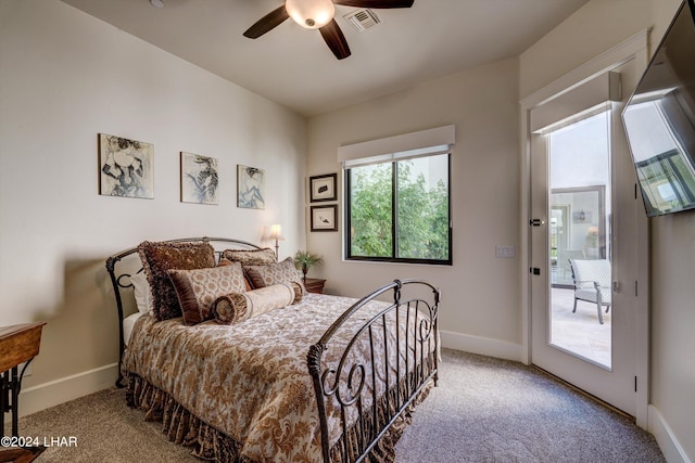 bedroom featuring carpet, visible vents, and baseboards