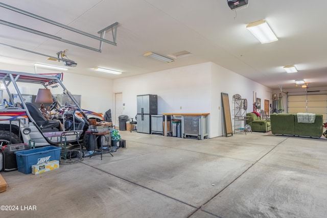 garage with a garage door opener