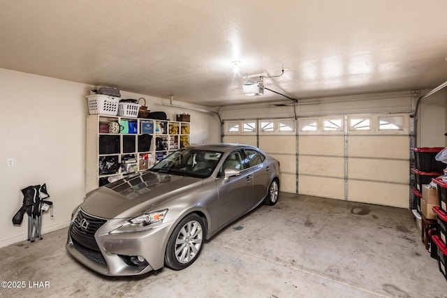 garage with a garage door opener