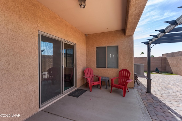 406 Noland Ct, Lake Havasu City, AZ 86403 - view of patio / terrace featuring a pergola and central AC