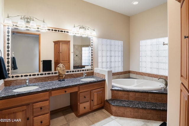 2620 Via Palma, Lake Havasu City, AZ 86406 - full bathroom featuring a garden tub, tile patterned floors, and double vanity