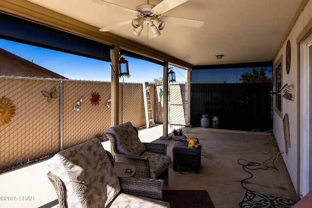 view of patio / terrace featuring ceiling fan