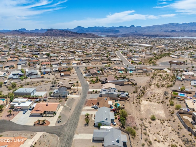 bird's eye view featuring a mountain view and a residential view