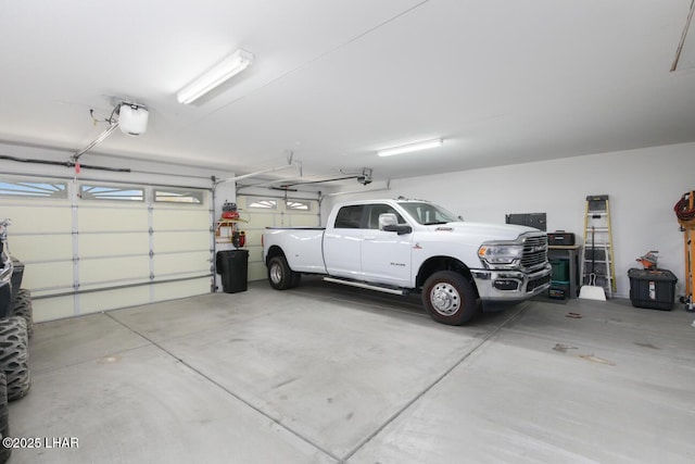 garage with a garage door opener