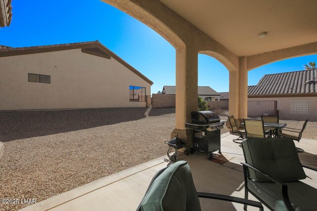 view of patio with area for grilling
