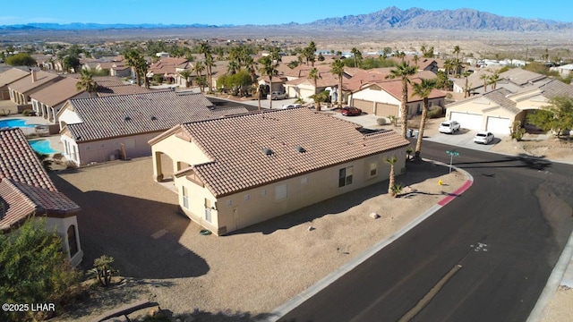 aerial view with a mountain view