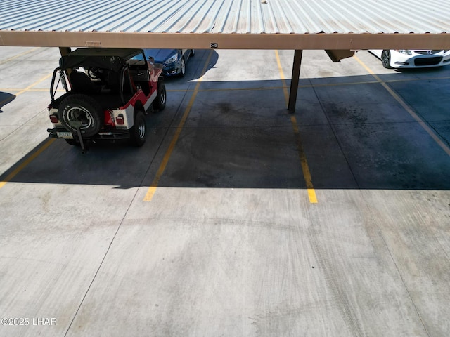 view of covered parking lot