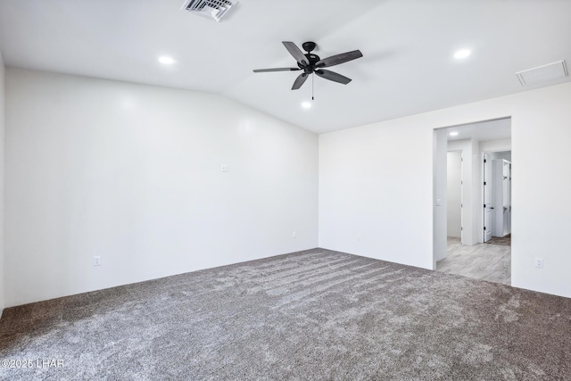 4801 N Diana Ave, Lake Havasu City, AZ 86404 - carpeted empty room with recessed lighting, a ceiling fan, and vaulted ceiling