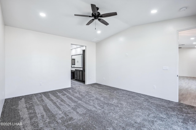 4801 N Diana Ave, Lake Havasu City, AZ 86404 - unfurnished room with ceiling fan, lofted ceiling, recessed lighting, carpet floors, and a smoke detector