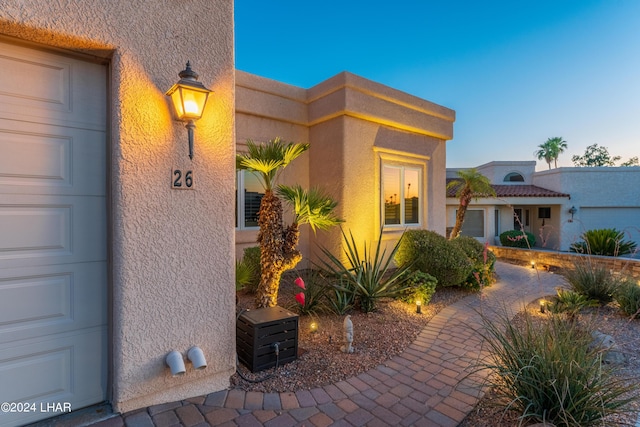 exterior space featuring a garage