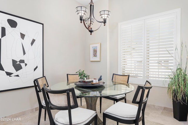 dining room featuring an inviting chandelier