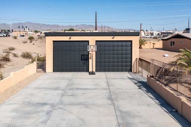 garage with a mountain view