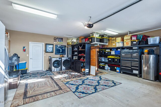 garage featuring washer and dryer