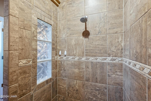 interior details featuring tiled shower