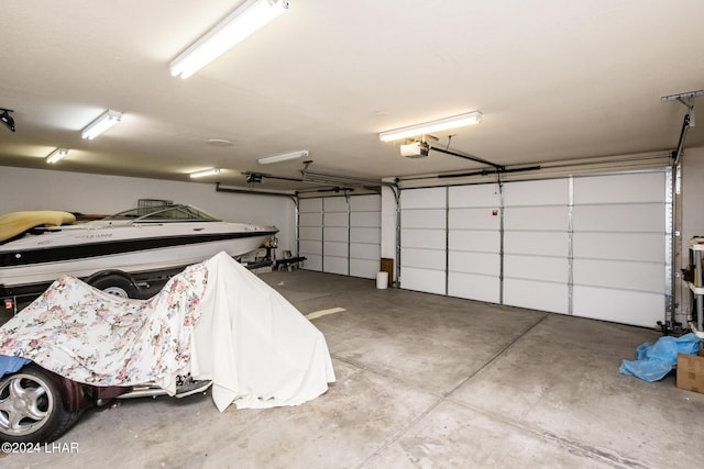 garage with a garage door opener