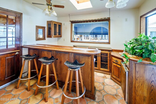 bar featuring ceiling fan