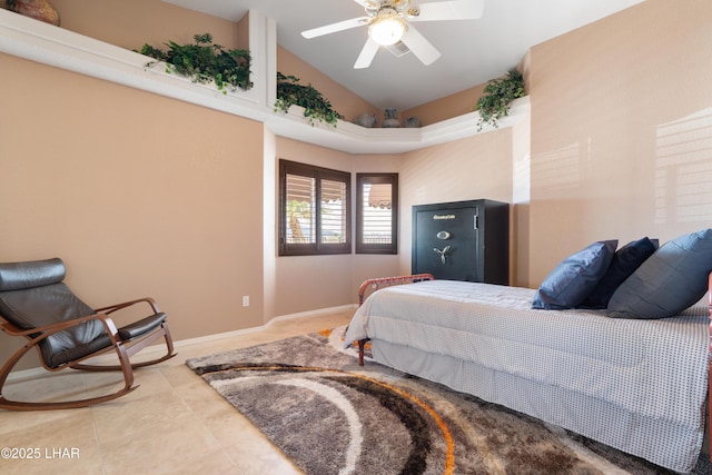 1901 Gold Dust Dr, Lake Havasu City, AZ 86404 - bedroom with tile patterned flooring, high vaulted ceiling, and baseboards