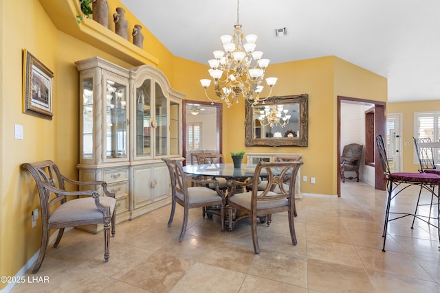 1901 Gold Dust Dr, Lake Havasu City, AZ 86404 - dining area with a chandelier, baseboards, and light tile patterned floors