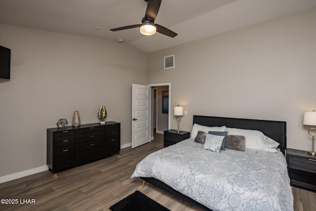 2008 Martinique Dr, Lake Havasu City, AZ 86406 - bedroom featuring wood finished floors, a ceiling fan, and high vaulted ceiling