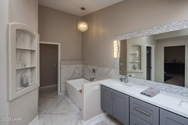 2008 Martinique Dr, Lake Havasu City, AZ 86406 - full bathroom with marble finish floors, a garden tub, and double vanity