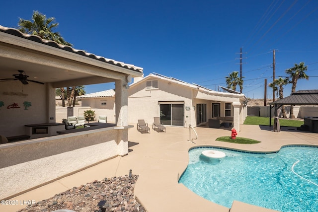 2008 Martinique Dr, Lake Havasu City, AZ 86406 - view of pool featuring a gazebo, a patio, and ceiling fan
