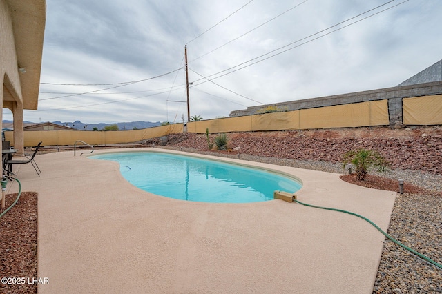 view of pool with a patio area, a fenced backyard, and a fenced in pool