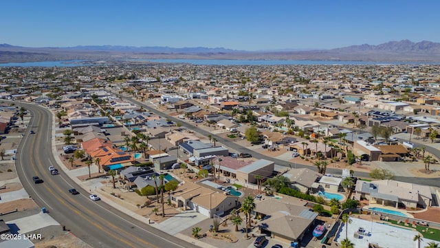 bird's eye view featuring a residential view and a mountain view