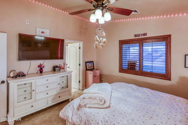 bedroom featuring carpet flooring and visible vents