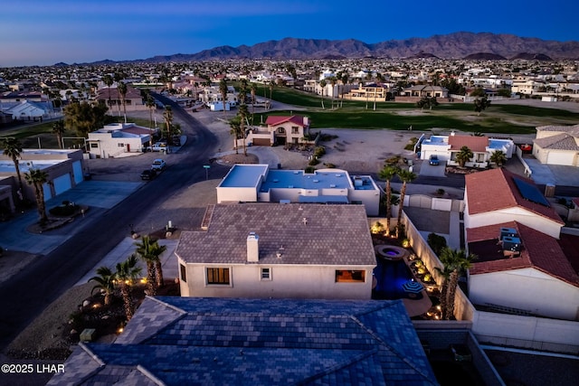 aerial view with a mountain view and a residential view