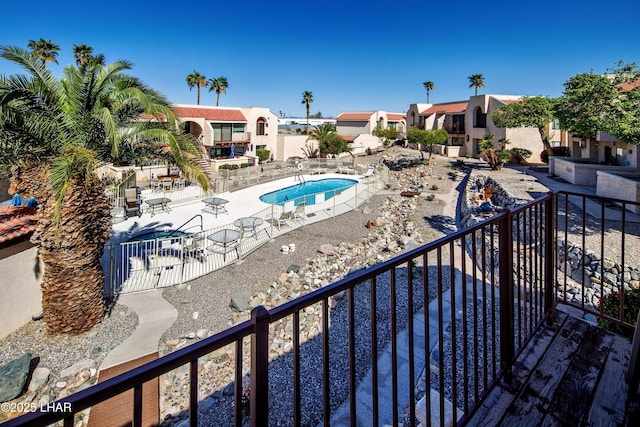 pool with a patio