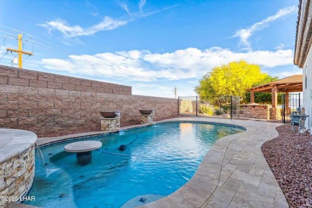 view of swimming pool with a fenced backyard and a fenced in pool
