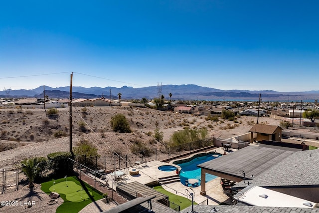 bird's eye view featuring a mountain view